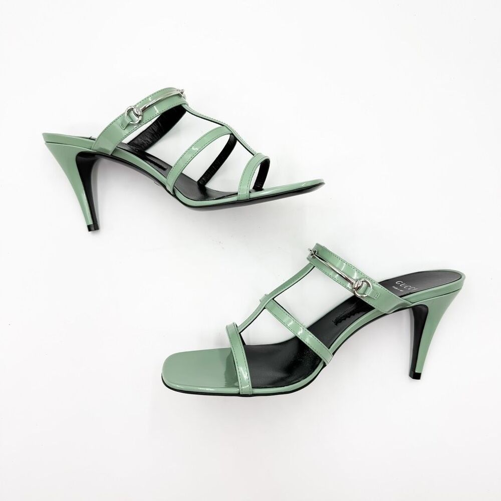 Gucci Horsebit Regent Slim Sandals Patent Leather Strappy Heels - Picture 7 of 12